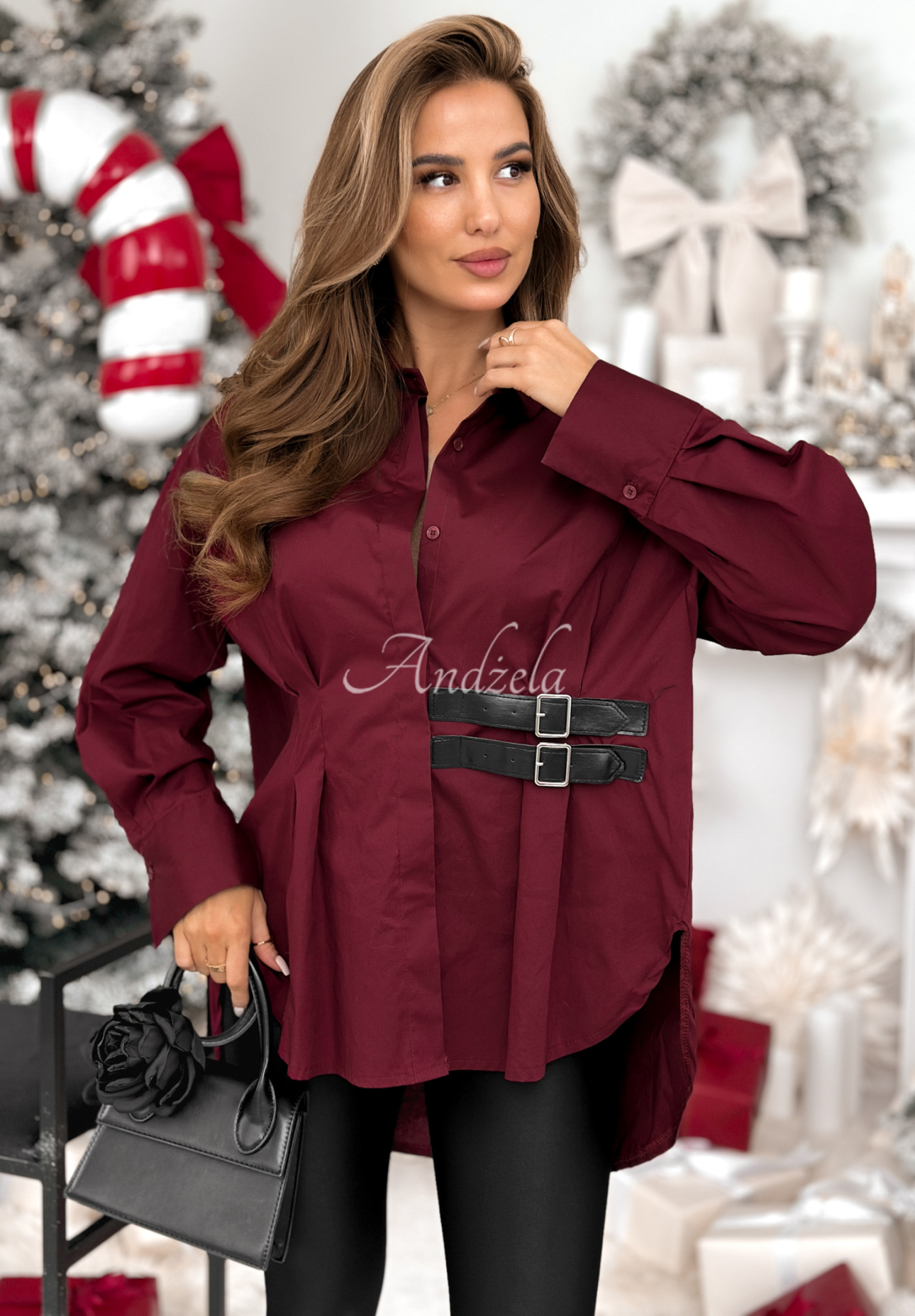 Asymmetrisches Tunikahemd mit Trägern Can Only Be Burgunderrot