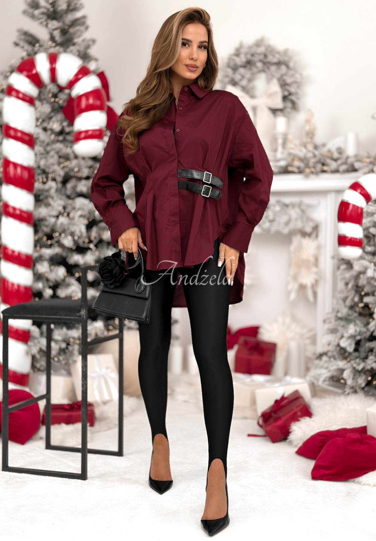 Asymmetrisches Tunikahemd mit Trägern Can Only Be Burgunderrot