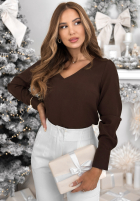 Bluse mit Ausschnitt Simple Is Beautiful Schokoladenbraun