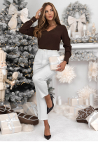 Bluse mit Ausschnitt Simple Is Beautiful Schokoladenbraun