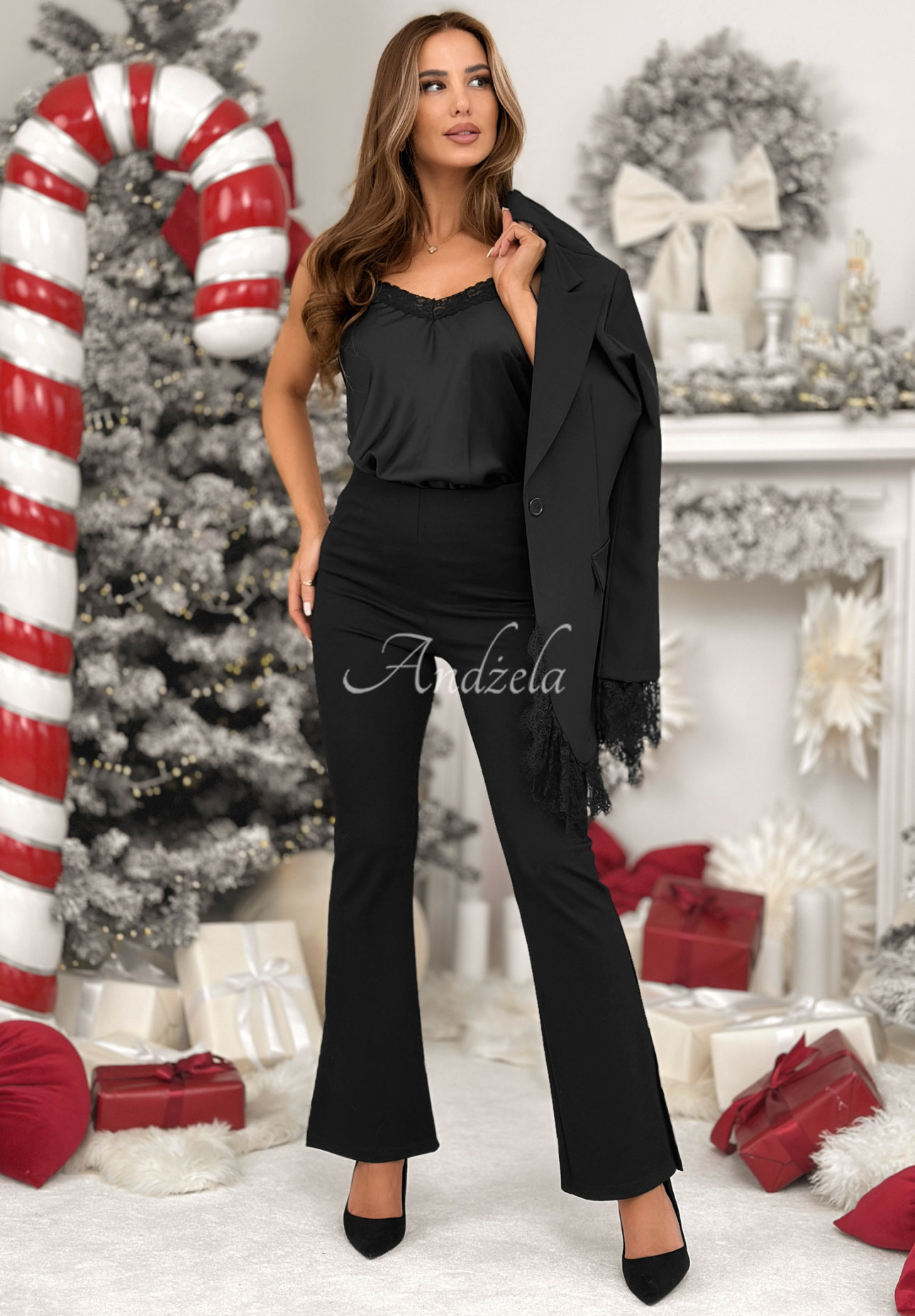 Satin-Tanktop mit Spitze Unsaid Words Schwarz