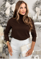 Gerippter Pullover mit Spitze Lacy Dreams Schokoladenbraun