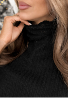 Prążkowany Pullover z koronką Lacy Dreams Schwarz