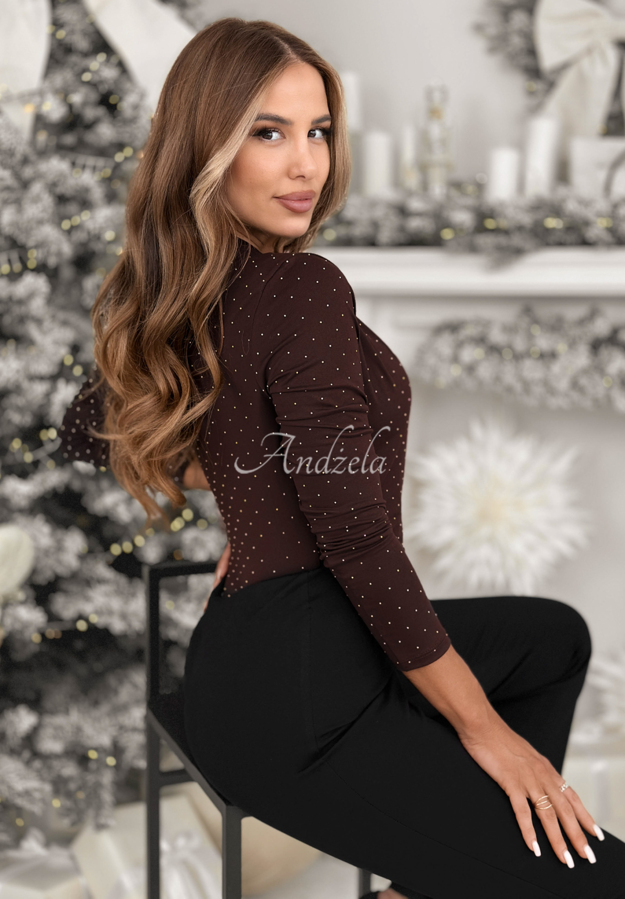 Body mit Kristallen Message For You Schokoladenbraun