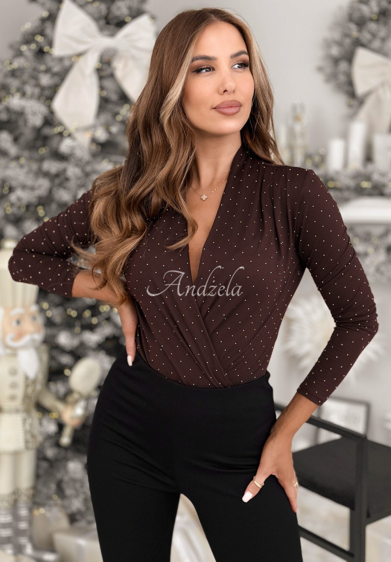 Body mit Kristallen Message For You Schokoladenbraun