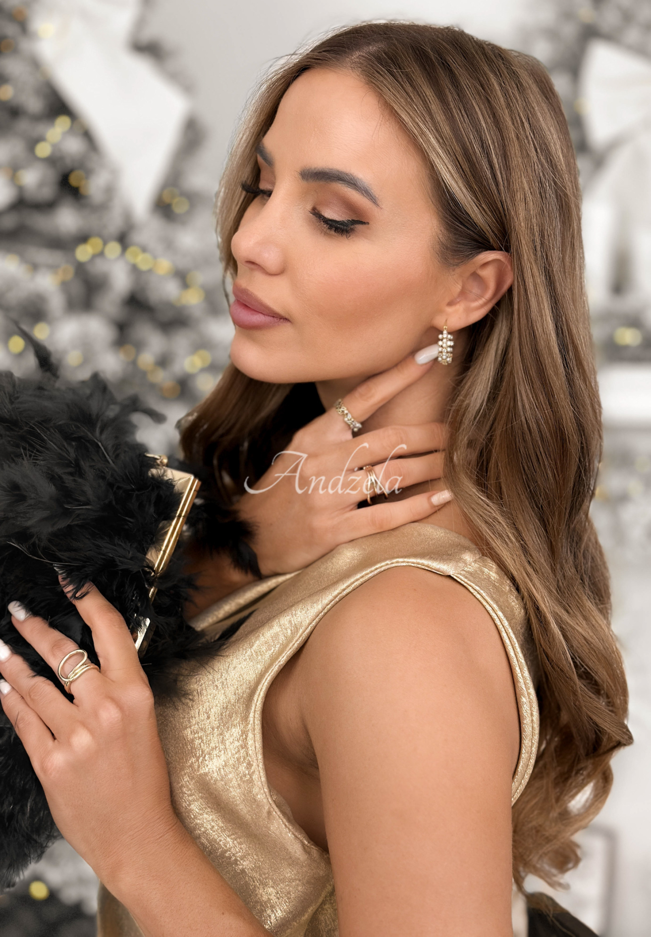 Ohrringe mit Perlen und Kristallen Shinest Gold