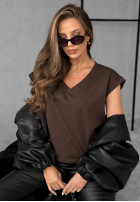 T-Shirt V-neck Schokoladenbraun