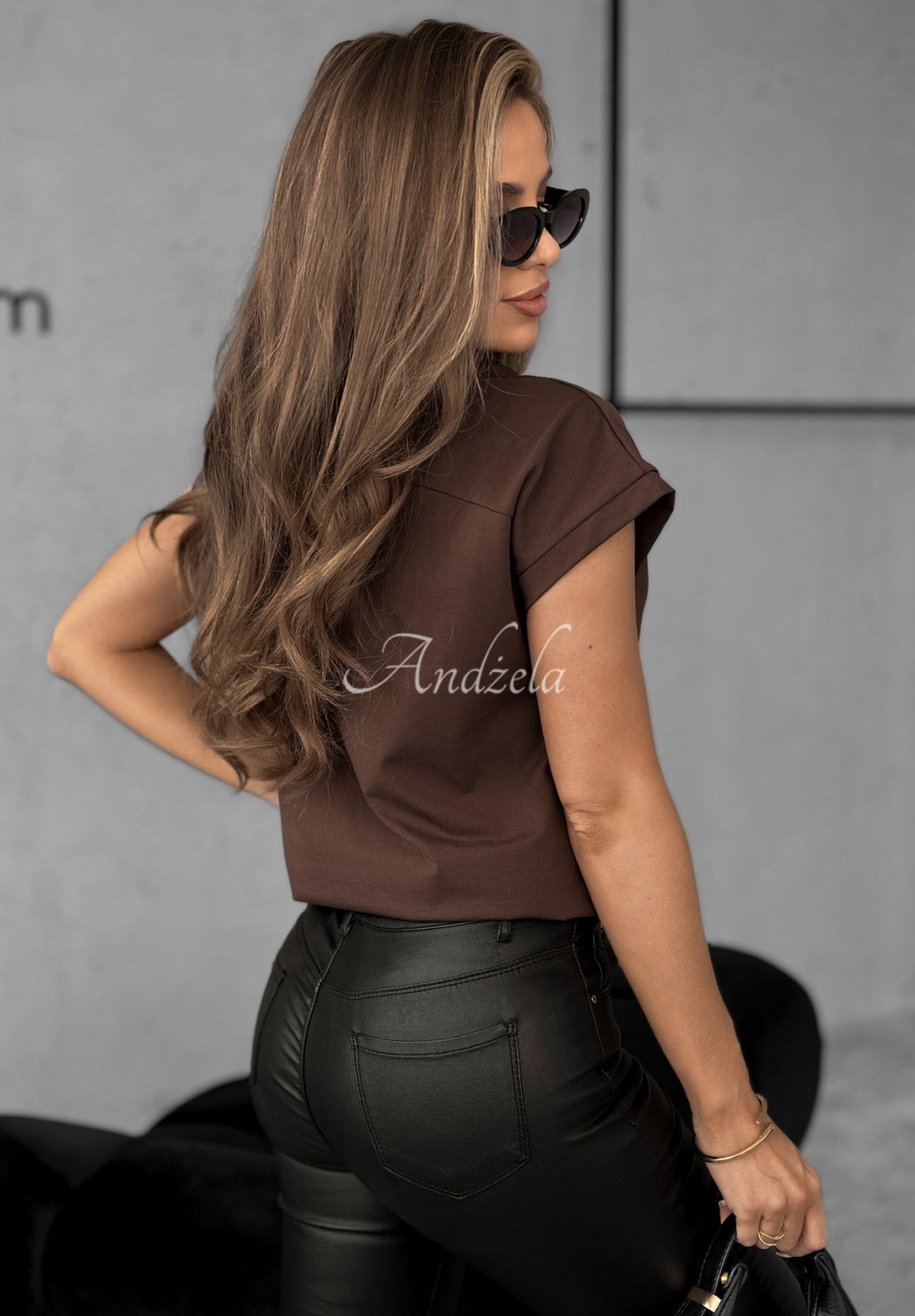 T-Shirt V-neck Schokoladenbraun