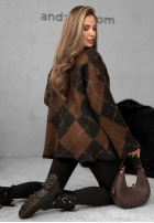 Długi Pullover w romby Winter Things czekoladowo-Schwarz