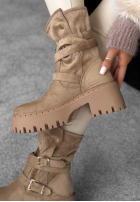zamszowe Stiefeletten z klamerkami Coldest Months Khaki