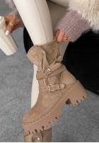 zamszowe Stiefeletten z klamerkami Coldest Months Khaki