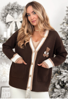 Krótki Cardigan z misiem Teddy Gifts Schokoladenbraun