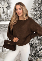 Asymetryczny Pullover oversize Morning Fog Schokoladenbraun