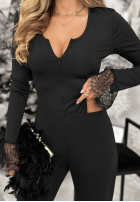 Rozpinane body z koronką Tell Her Schwarz