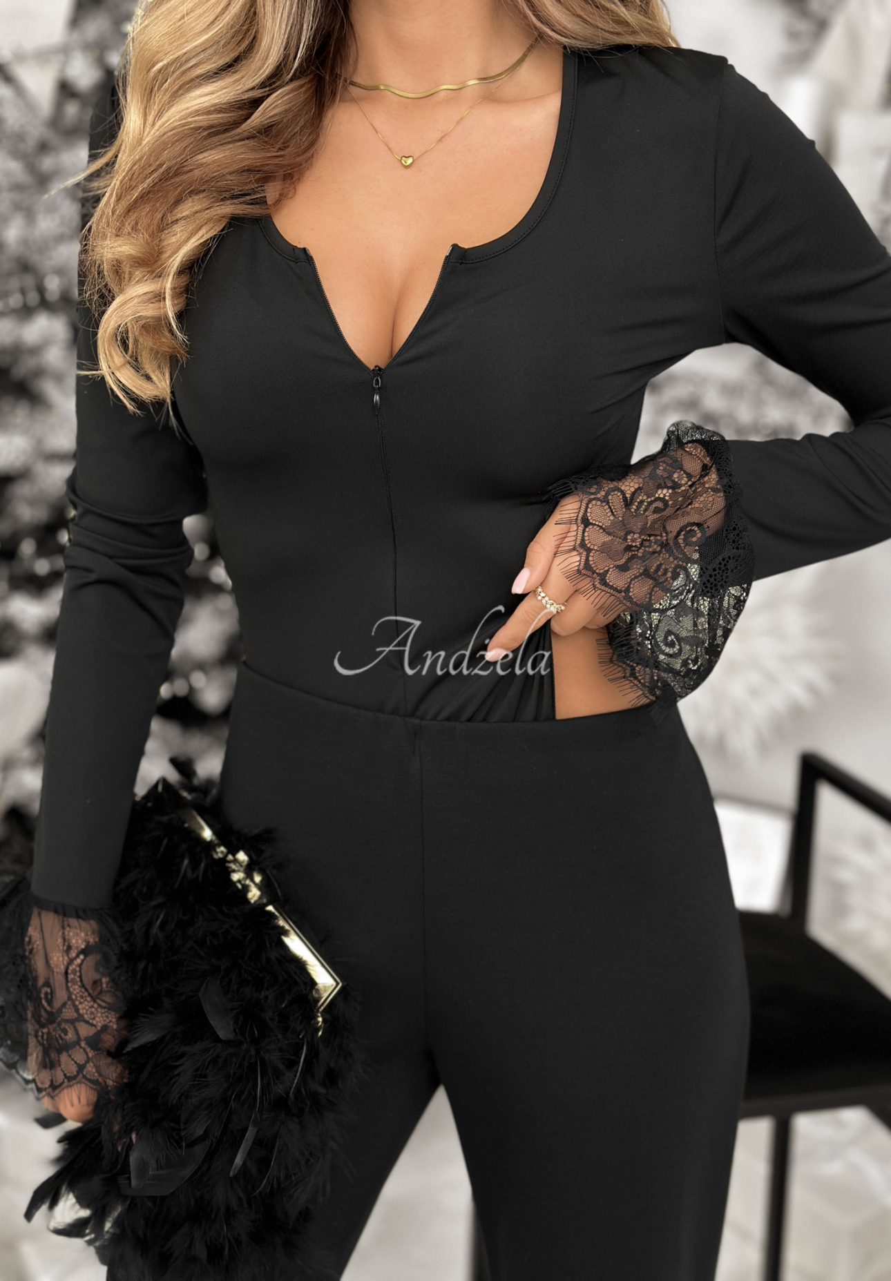 Spitzenbody mit Verschluss Tell Her Schwarz