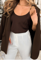 Satynowy top z koronką New In Town Schokoladenbraun