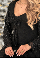 Koronkowa Kleid z cekinami i kokardą Shiny Obsession Schwarz