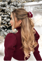 Haarspange aus Velours Velvette Heart Burgunderrot