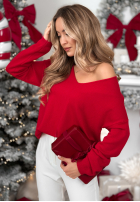 Leichter Pullover mit Ausschnitt Sensibility Rot