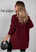 Sweter oversize z golfem Benin burgundowy