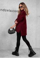 Sweter oversize z golfem Benin burgundowy