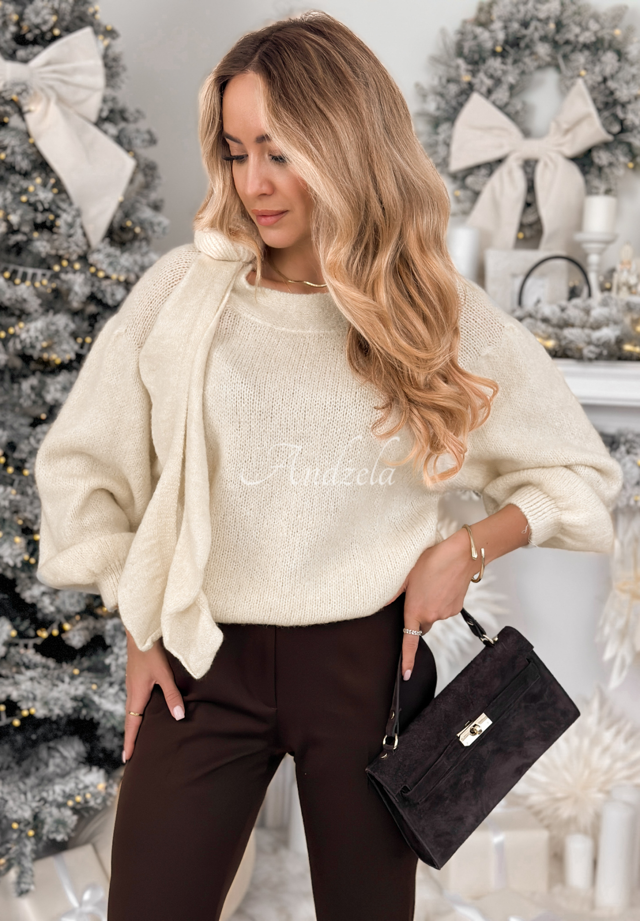 Pullover aus weicher Wolle und Alpaka Arctic Village Ecru
