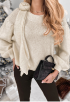 Pullover z falbanką Arctic Village Ecru