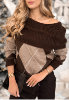 Pullover w romby Morning Glow Schokoladenbraun