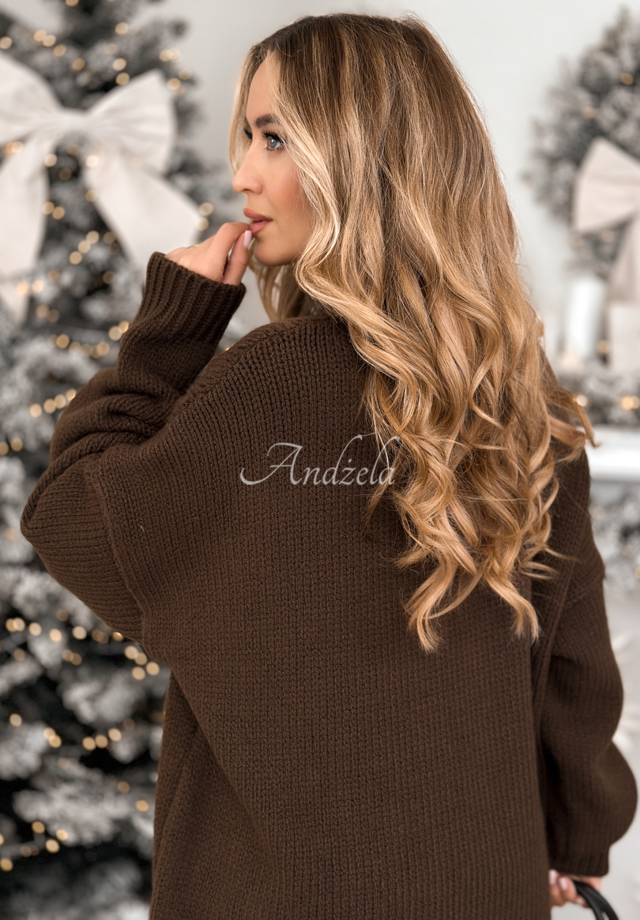 Oversized Pullover mit dekorativem Geflecht Cocomore Tressa Schokoladenbraun