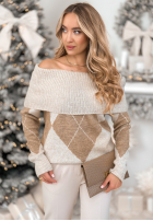 Pullover w romby Morning Glow Beige