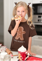Dziecięcy świąteczny T-Shirt Xmas Bakery Schokoladenbraun
