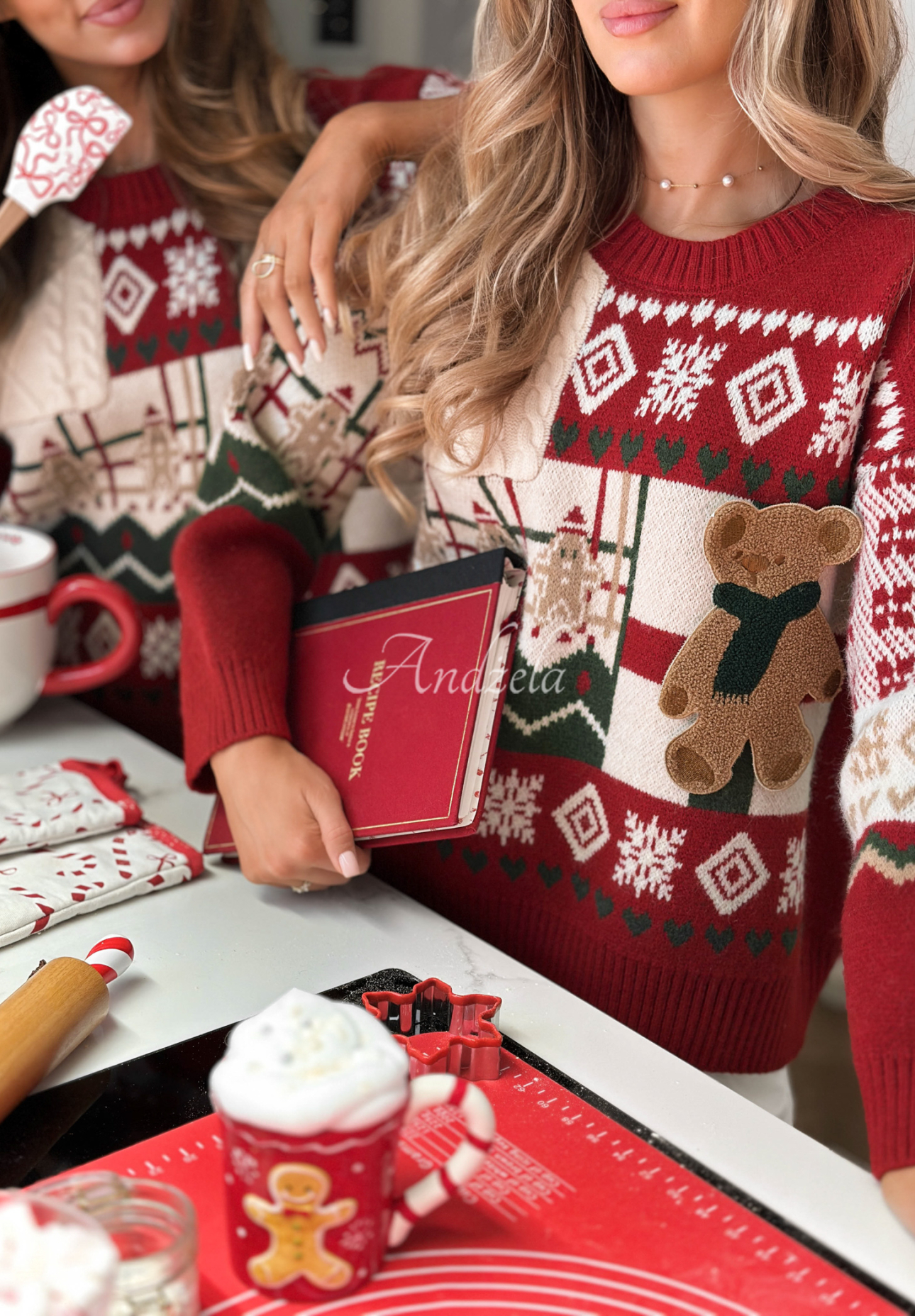 Weihnachtspullover Christmas With Teddy Rot