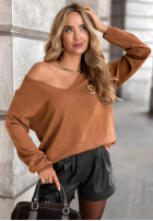 Leichter Pullover mit Ausschnitt Sensibility Camel II