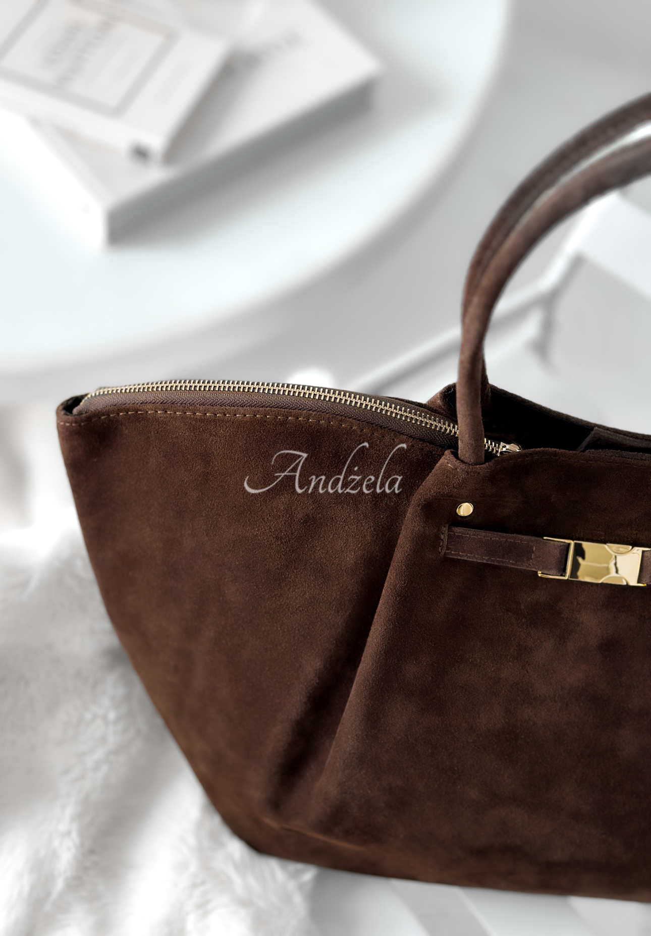 Wildlederhandtasche Almost Ready Schokoladenbraun