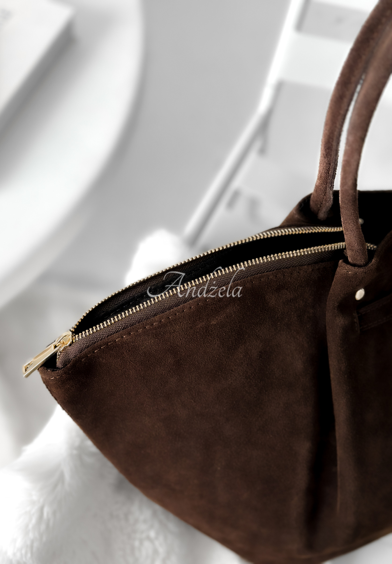 Wildlederhandtasche Almost Ready Schokoladenbraun