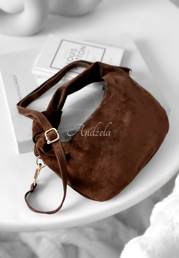 Wildlederhandtasche Just Lipstick Schokoladenbraun