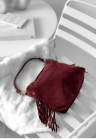 Zamszowa Tasche z frędzlami Final Message Burgunderrot