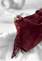 Zamszowa Tasche z frędzlami Final Message Burgunderrot