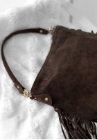 Zamszowa Tasche z frędzlami Final Message Schokoladenbraun