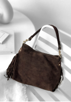 Zamszowa Tasche z frędzlami Final Message Schokoladenbraun