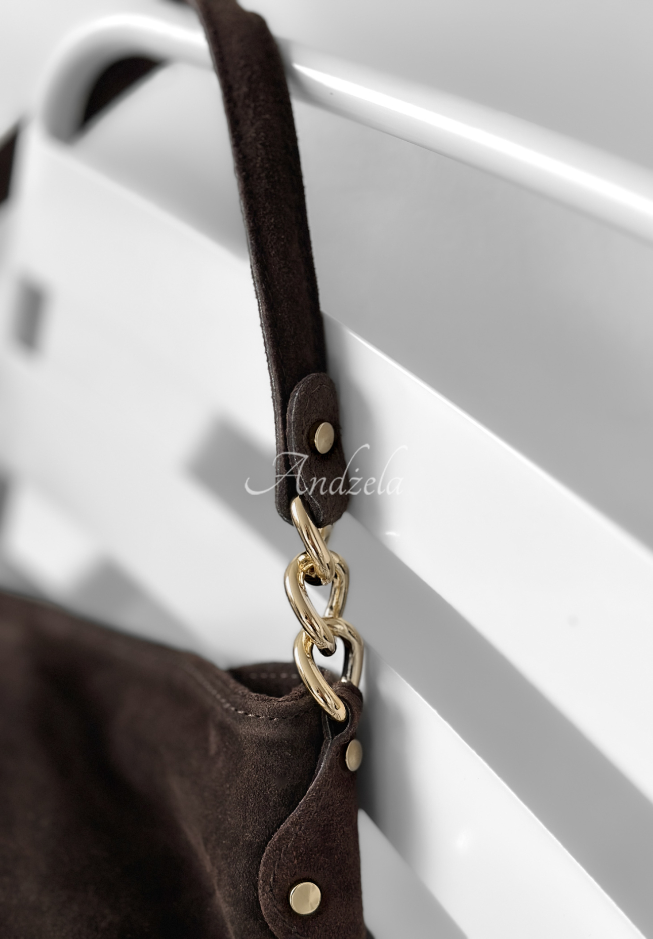 Wildledertasche mit Fransen Final Message Schokoladenbraun