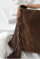 Zamszowa Tasche z frędzlami Maybe Next Time Schokoladenbraun