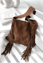 Zamszowa Tasche z frędzlami Maybe Next Time Schokoladenbraun