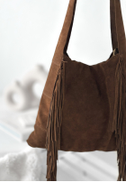 Zamszowa Tasche z frędzlami Maybe Next Time Schokoladenbraun