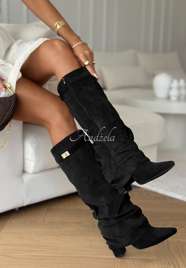 Lange Wildlederstiefel Cartagena Schwarz
