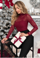 Siateczkowa Bluse z haftami Go On A Date Rot