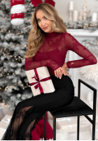 Siateczkowa Bluse z haftami Go On A Date Rot