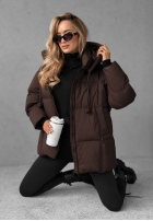 Długa pikowana Jacke z kapturem The Best Way Schokoladenbraun