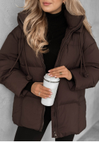 Długa pikowana Jacke z kapturem The Best Way Schokoladenbraun