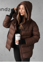 Długa pikowana Jacke z kapturem New In Town Schokoladenbraun